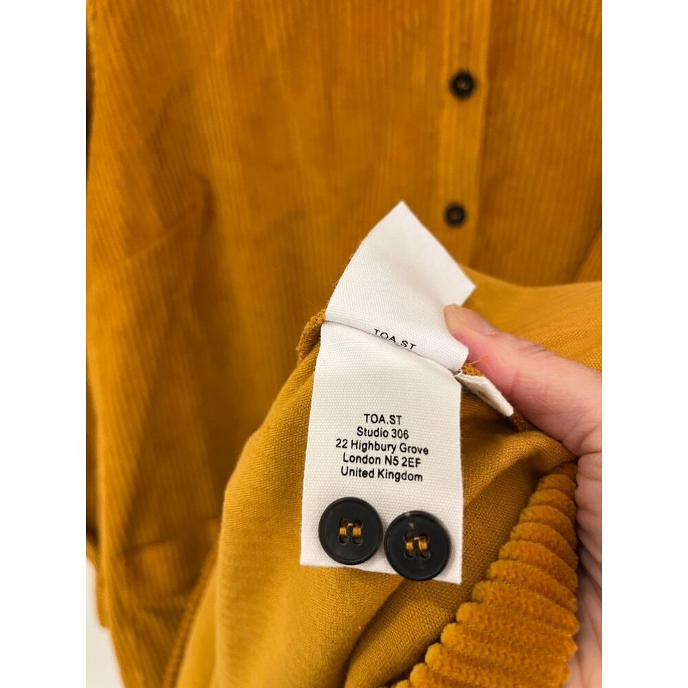 Toast UK Swingy Needlecord Corduroy Shirt Dress Size UK 18 US 14 Ochre Yellow - Picture 9 of 10